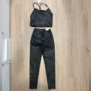 Aerie Offline Sports Bra & Crossover Leggings Faux Leather Set